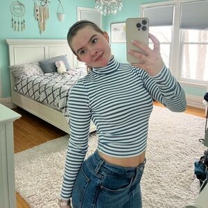 Striped Blue and White Women's Top